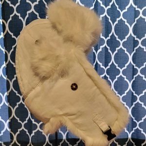 White Mad Bomber Rabbit Fur Hat (unisex)
